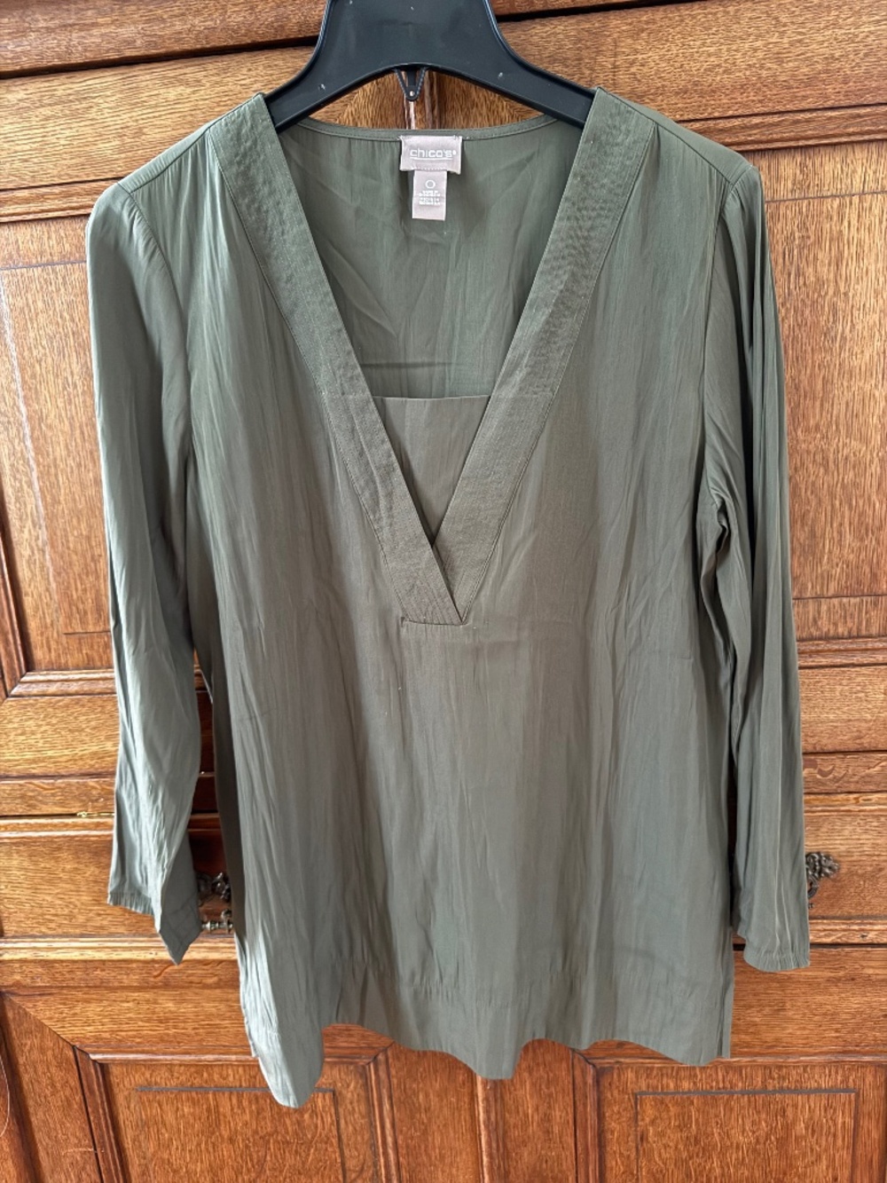 Chico's Olive Green Top, Size 0, EUC